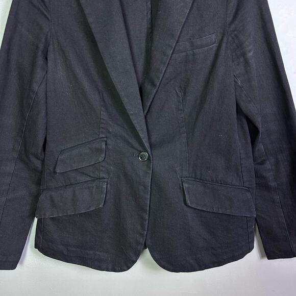 Lauren Ralph Lauren jacket medium denim blazer equestrian velvet collar black - Picture 7 of 11